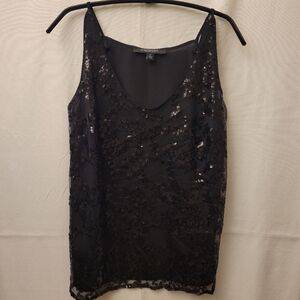 Glittery Sequins Sleeveless Black Holiday Top Size M